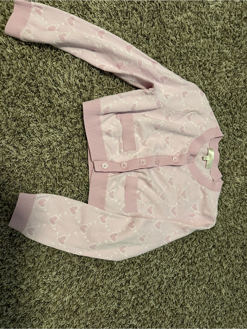 LoveShackFancy Pink Heart Knit Cardigan